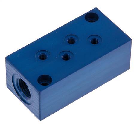 2xG 1/4'' x 8xM5 Aluminium Distributor Block One-sided 16 Bar
