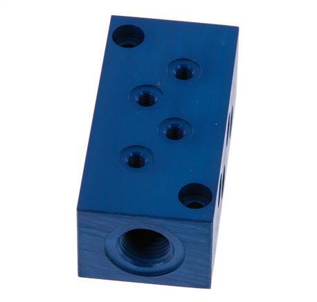 2xG 1/4'' x 8xM5 Aluminium Distributor Block One-sided 16 Bar