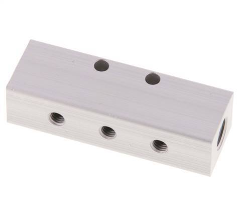 2xG 1/8'' x 3xM5 Bloque distribuidor de aluminio de una cara 16 Bar