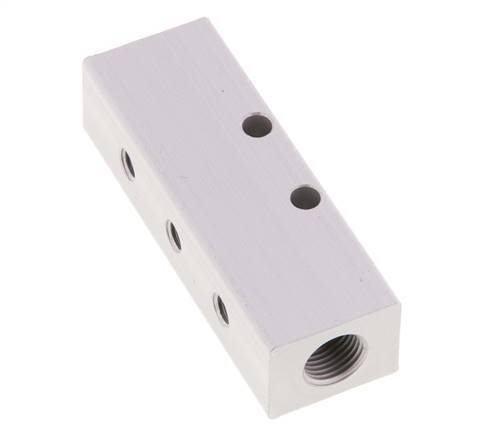 2xG 1/8'' x 3xM5 Bloque distribuidor de aluminio de una cara 16 Bar