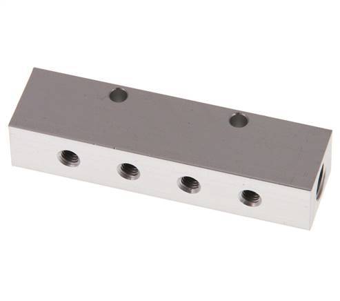 2xG 1/8'' x 4xM5 Bloque distribuidor de aluminio de una cara 16 barras