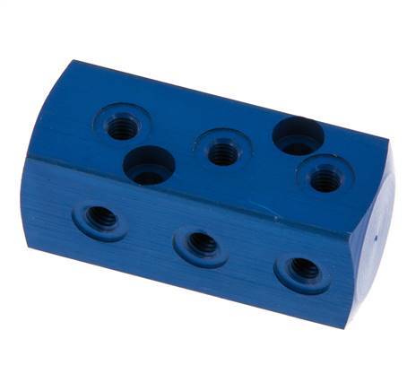 1xG 1/8'' x 9xM5 Aluminium Distributor Block One-sided 16 Bar
