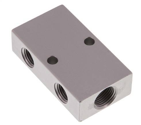 2xG 3/8'' x 4xG 1/4'' Bloque distribuidor de aluminio de doble cara de 16 barras