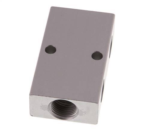 2xG 3/8'' x 4xG 1/4'' Bloque distribuidor de aluminio de doble cara de 16 barras