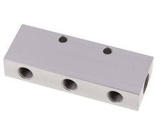 2xG 3/8'' x 6xG 1/4'' Bloque distribuidor de aluminio de doble cara de 16 barras