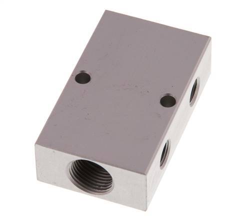 2xG 3/8'' x 2xG 1/8'' Aluminium Distributor Block One-sided 16 Bar