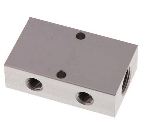 2xG 3/8'' x 2xG 1/8'' Aluminium Distributor Block One-sided 16 Bar