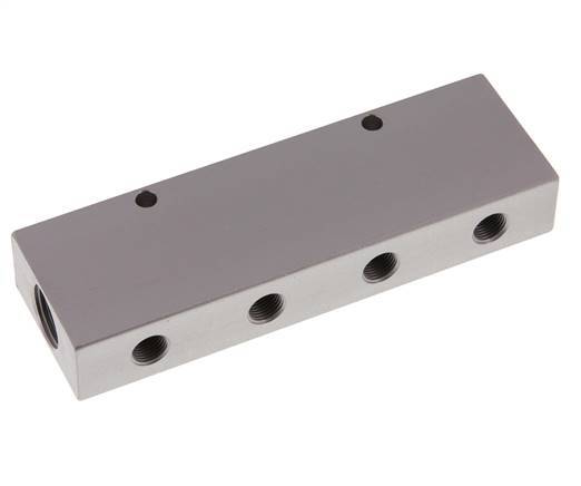 2xG 3/8'' x 8xG 1/8'' Bloque distribuidor de aluminio de doble cara de 16 barras