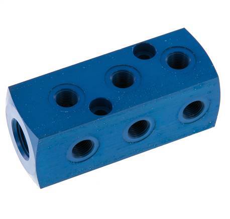 1xG 3/8'' x 9xG 1/8'' Bloque distribuidor de aluminio de una cara 16 Bar