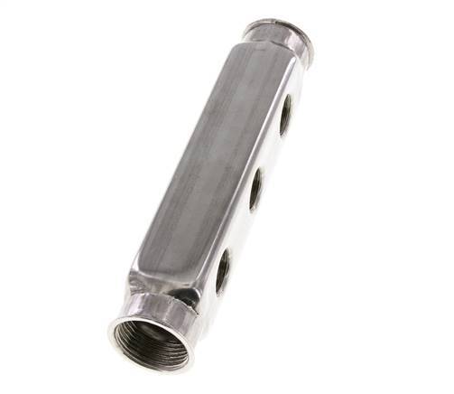 2xG 1'' x 3xG 1/2'' Bloque distribuidor de acero inoxidable de una cara 10 Bar