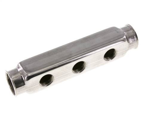 2xG 1'' x 3xG 1/2'' Bloque distribuidor de acero inoxidable de una cara 10 Bar