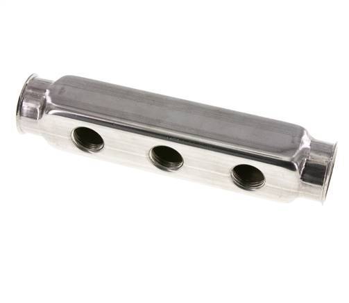 2xG 1'' x 3xG 1/2'' Bloque distribuidor de acero inoxidable de una cara 10 Bar