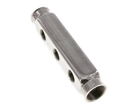 2xG 1'' x 3xG 1/2'' Bloque distribuidor de acero inoxidable de una cara 10 Bar