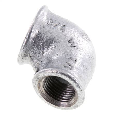 Rp 3/4'' x Rp 1/2'' Zinc plated Cast iron 90 deg Elbow Fitting 25 Bar [5 Pieces]