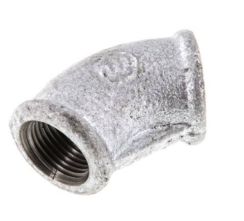Rp 3/8'' Zinc plated Cast iron 45 deg Elbow Fitting 25 Bar [2 Pieces]