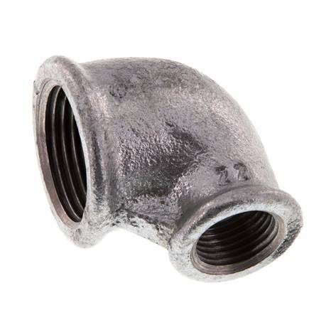 Rp 1'' x Rp 1/2'' Zinc plated Cast iron 90 deg Elbow Fitting 25 Bar [2 Pieces]