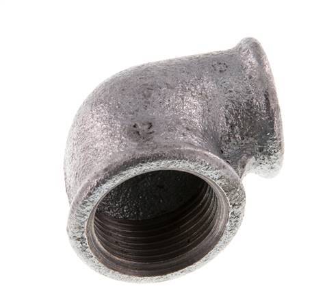 Rp 1'' x Rp 3/4'' Zinc plated Cast iron 90 deg Elbow Fitting 25 Bar [2 Pieces]