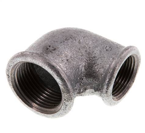 Rp 1'' x Rp 3/4'' Zinc plated Cast iron 90 deg Elbow Fitting 25 Bar [2 Pieces]