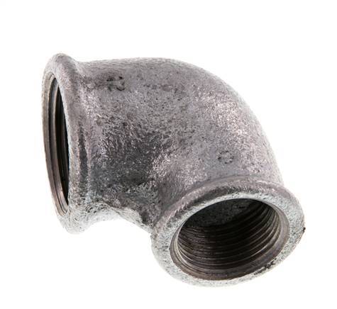 Rp 1'' x Rp 3/4'' Zinc plated Cast iron 90 deg Elbow Fitting 25 Bar [2 Pieces]