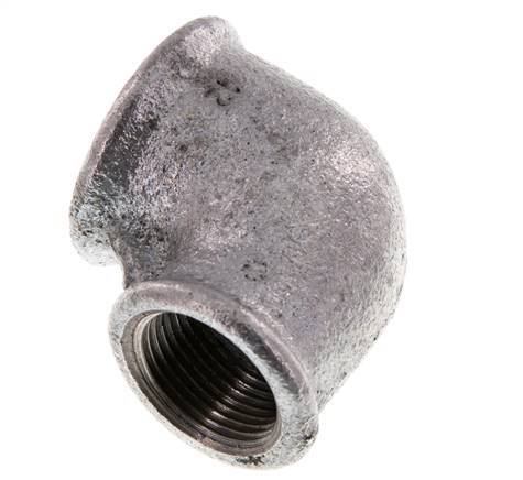 Rp 1'' x Rp 3/4'' Zinc plated Cast iron 90 deg Elbow Fitting 25 Bar [2 Pieces]