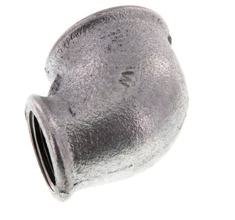 Rp 1 1/4'' x Rp 1'' Zinc plated Cast iron 90 deg Elbow Fitting 25 Bar [2 Pieces]