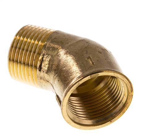 Rp 1'' x R 1'' F/M Brass 45 deg Elbow Fitting 16 Bar