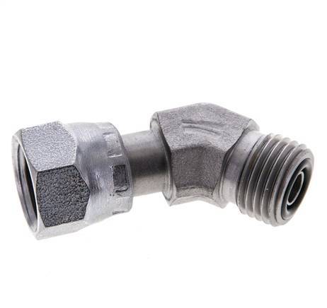 UNF 9/16''-18 x UNF 9/16''-18 F/M Codo de acero galvanizado de 45 grados ORFS 630 Bar - Hidráulico