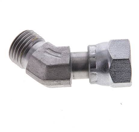 UNF 9/16''-18 x UNF 9/16''-18 F/M Codo de acero galvanizado de 45 grados ORFS 630 Bar - Hidráulico