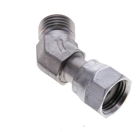 UNF 9/16''-18 x UNF 9/16''-18 F/M Codo de acero galvanizado de 45 grados ORFS 630 Bar - Hidráulico
