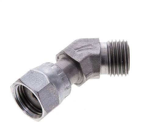 UNF 9/16''-18 x UNF 9/16''-18 F/M Codo de acero galvanizado de 45 grados ORFS 630 Bar - Hidráulico