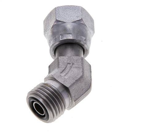 UNF 9/16''-18 x UNF 9/16''-18 F/M Codo de acero galvanizado de 45 grados ORFS 630 Bar - Hidráulico