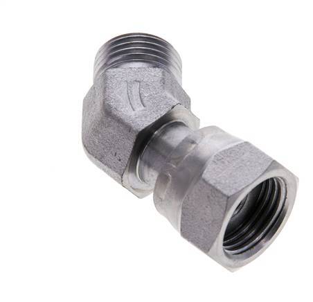 UN 11/16''-16 x UN 11/16''-16 F/M Zinc plated Steel 45 deg Elbow Fitting ORFS 630 Bar - Hydraulic