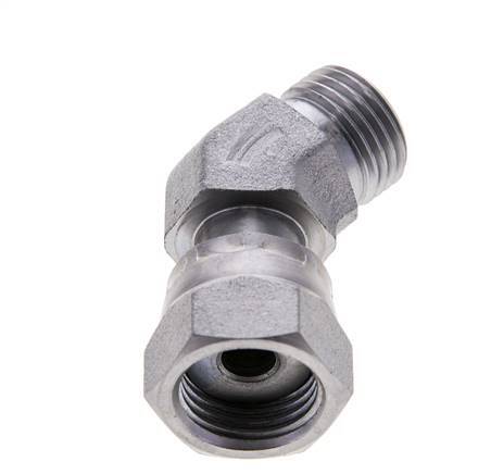 UN 11/16''-16 x UN 11/16''-16 F/M Zinc plated Steel 45 deg Elbow Fitting ORFS 630 Bar - Hydraulic