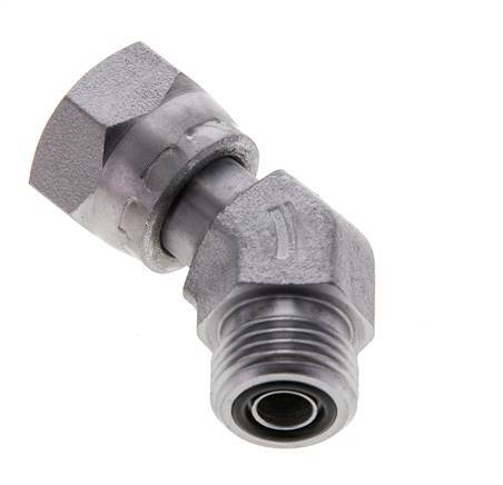 UN 11/16''-16 x UN 11/16''-16 F/M Zinc plated Steel 45 deg Elbow Fitting ORFS 630 Bar - Hydraulic