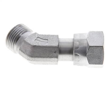 UN 13/16''-16 x UN 13/16''-16 F/M Codo de acero galvanizado de 45 grados ORFS 630 Bar - Hidráulico