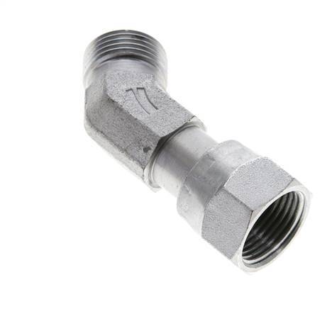 UN 13/16''-16 x UN 13/16''-16 F/M Codo de acero galvanizado de 45 grados ORFS 630 Bar - Hidráulico