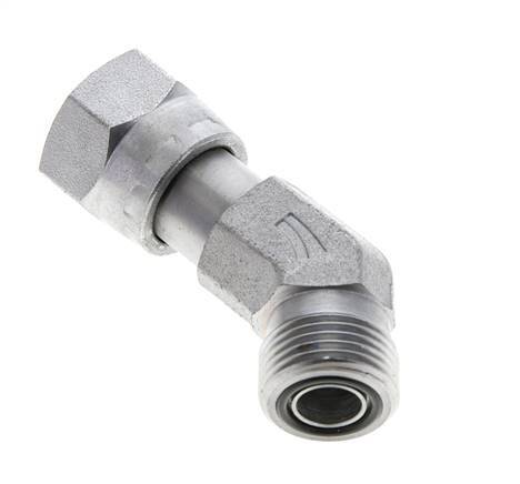 UN 13/16''-16 x UN 13/16''-16 F/M Codo de acero galvanizado de 45 grados ORFS 630 Bar - Hidráulico