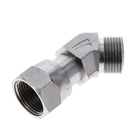 Codo de 45 grados de acero galvanizado UNS 1''-14 x UNS 1''-14 ORFS 400 Bar - Hidráulico