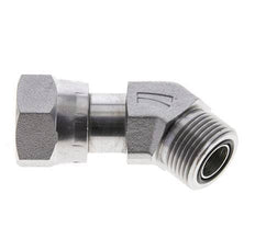 Codo de 45 grados de acero galvanizado UNS 1''-14 x UNS 1''-14 ORFS 400 Bar - Hidráulico