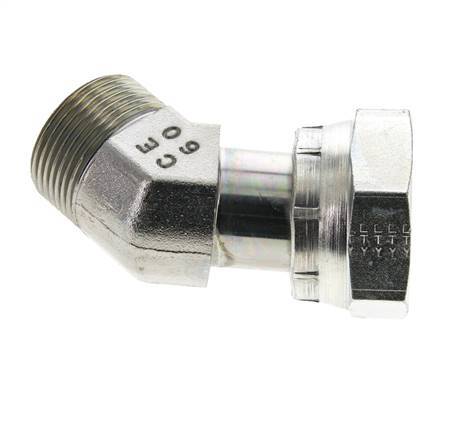 UN 1-7/16''-12 x UN 1-7/16''-12 F/M Codo de acero galvanizado de 45 grados ORFS 400 Bar - Hidráulico
