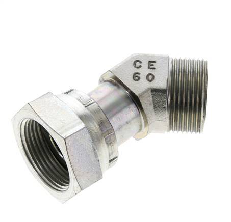 UN 1-7/16''-12 x UN 1-7/16''-12 F/M Codo de acero galvanizado de 45 grados ORFS 400 Bar - Hidráulico