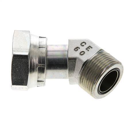 UN 1-7/16''-12 x UN 1-7/16''-12 F/M Codo de acero galvanizado de 45 grados ORFS 400 Bar - Hidráulico