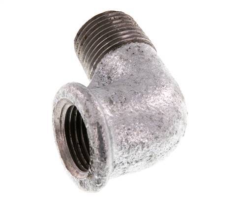 Rp 1/2'' x R 1/2'' F/M Zinc plated Cast iron 90 deg Elbow Fitting 25 Bar [5 Pieces]