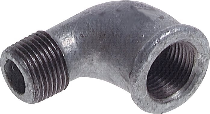 Rp 1/2'' x R 1/2'' F/M Zinc plated Cast iron 90 deg Elbow Fitting 25 Bar [5 Pieces]