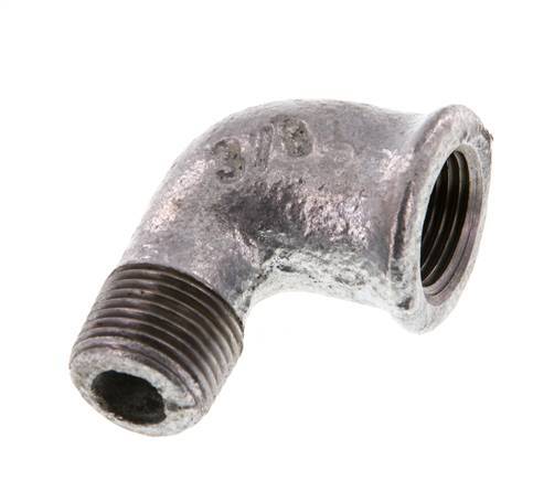 Rp 3/8'' x R 3/8'' F/M Zinc plated Cast iron 90 deg Elbow Fitting 25 Bar [2 Pieces]