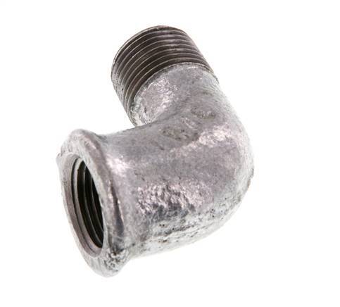 Rp 3/8'' x R 3/8'' F/M Zinc plated Cast iron 90 deg Elbow Fitting 25 Bar [2 Pieces]