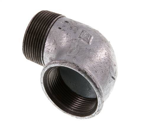 Rp 1 1/2'' x R 1 1/2'' F/M Zinc plated Cast iron 90 deg Elbow Fitting 25 Bar