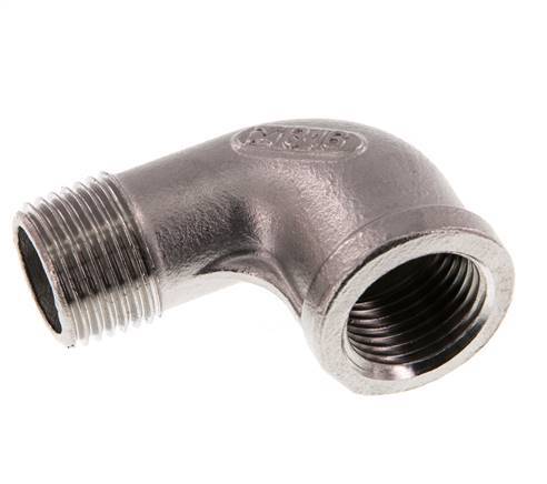 Rp 1/2'' x R 1/2'' F/M Codo de 90 grados de acero inoxidable 16 Bar