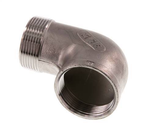 Rp 1 1/2'' x R 1 1/2'' F/M Codo de 90 grados de acero inoxidable 10 Bar