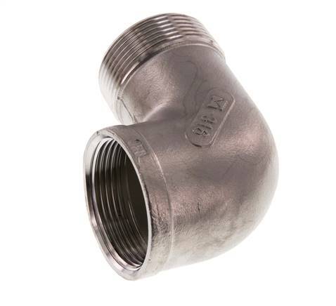 Rp 1 1/2'' x R 1 1/2'' F/M Codo de 90 grados de acero inoxidable 10 Bar